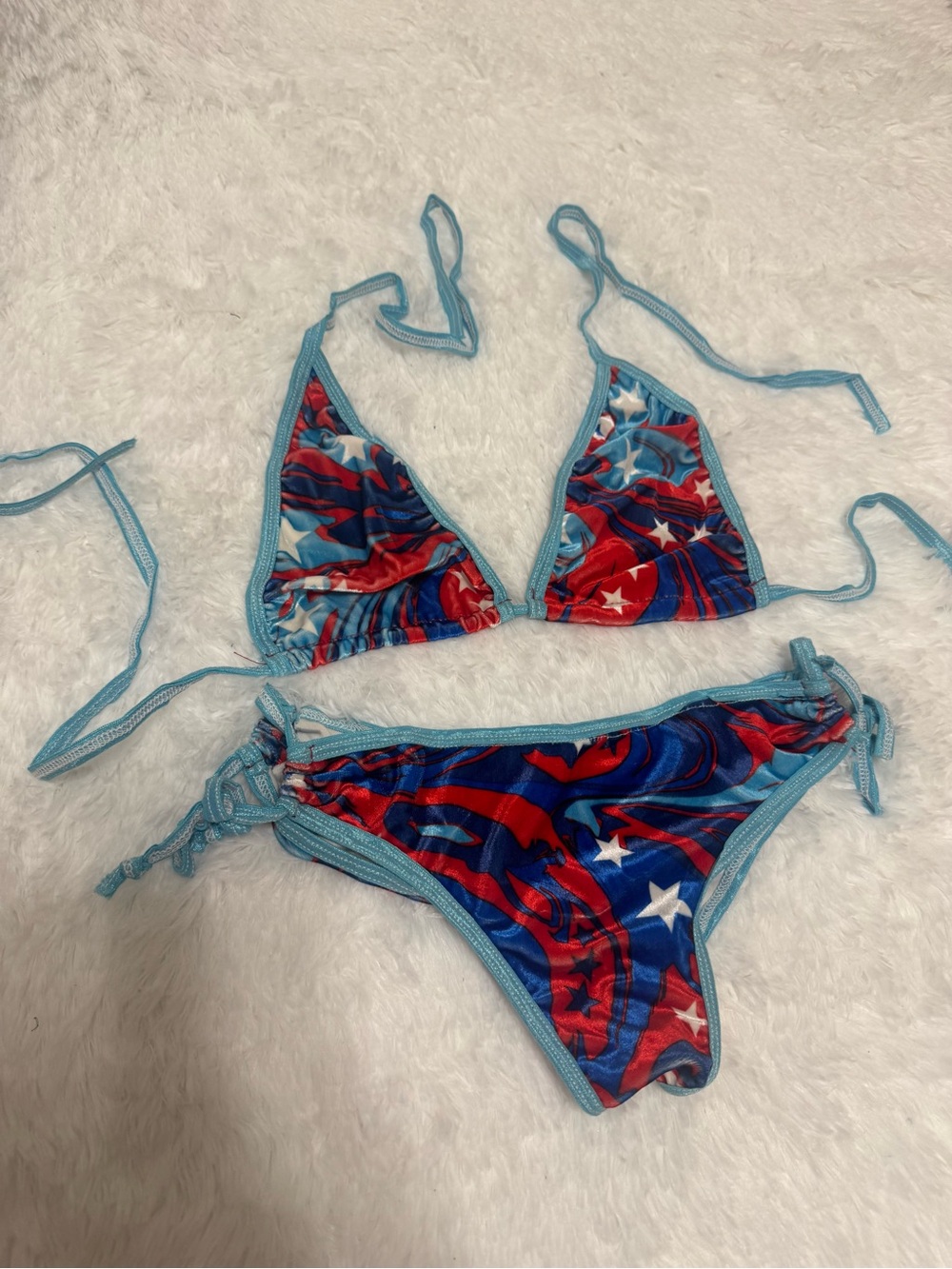 New small velvet American flag bikini y2k swimsuit low rise dancer outfit rave